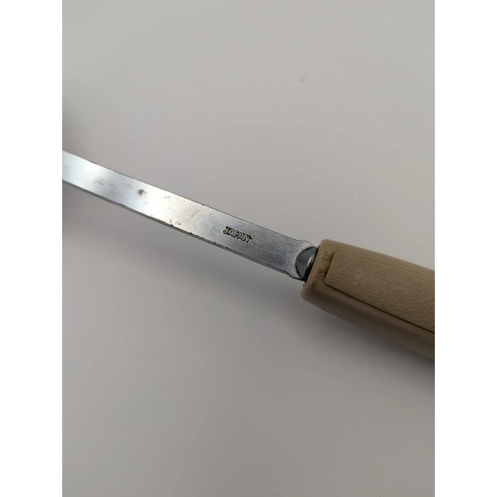 Vintage Slotted Serving Spoon Stainless Steel Faux Wood Handle Japan‎ MCM Retro